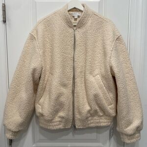 NEW Topshop Boucle bomber in cream size S